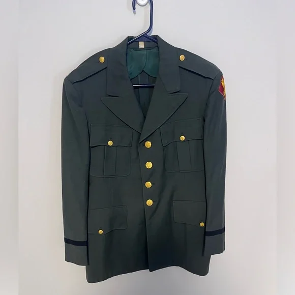 1956 U.S. Army Transportation Corps Wool Serge Coat Vintage Military Jacket 41R